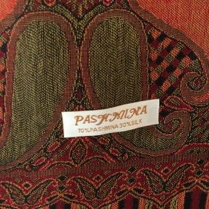 Forest Green and Orange Pashmina